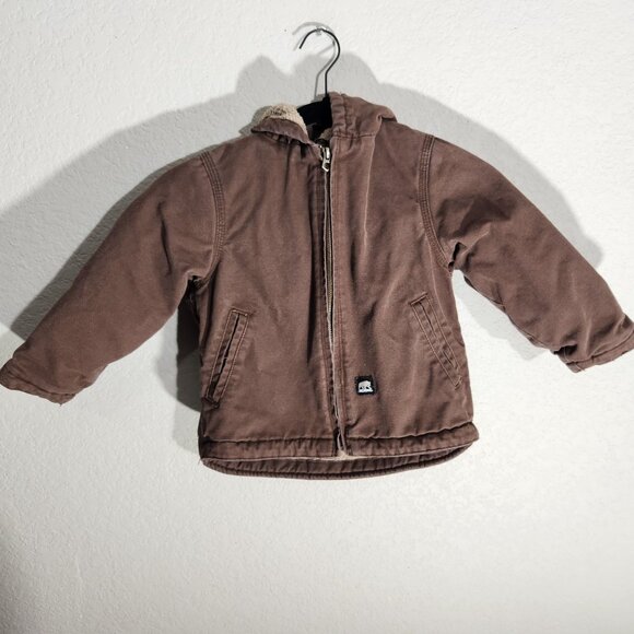 Berne Brown Hooded Jacket 4T Sherpa-Lined 100% Cotton Shell Warm Winter Coat - Picture 5 of 13
